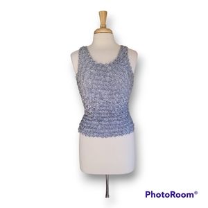 Magic Scarf Co. Vintage Popcorn Silver Metallic Grey Tank Top. One Size